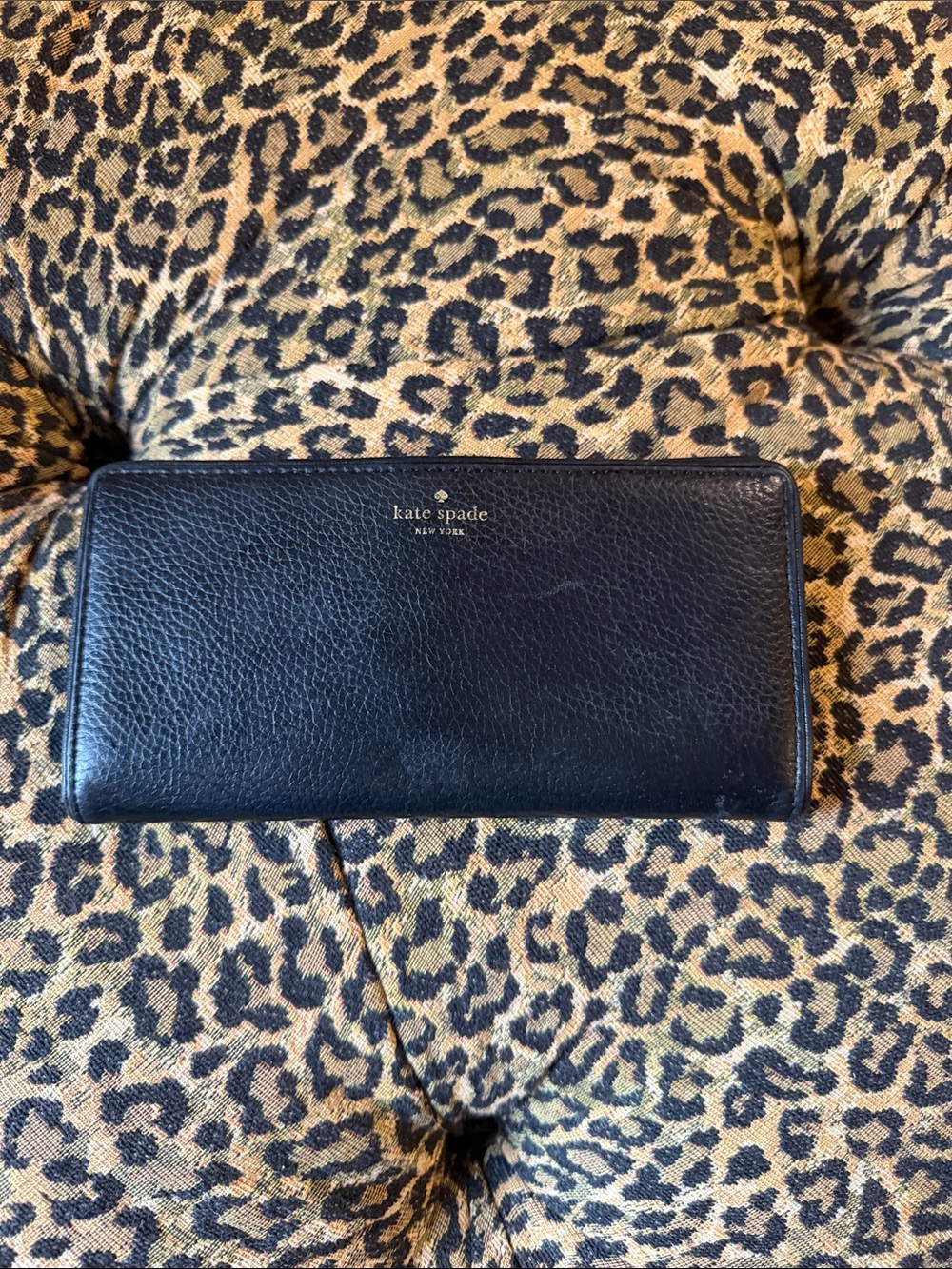 kate spade Black Pebbled Leather Zip Wallet